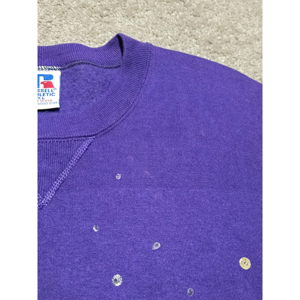 80s Vintage Mardi Gras Sweatshirt Mens XL Purple Russell‎ Athletic Made In USA - Picture 13 of 16